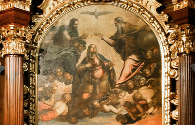Mariä Himmelfahrt in einer Tintoretto zugeschriebenen Darstellung in der Grazer Stadtpfarrkirche.